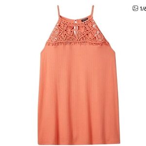 Torrid Coral Macrame Tank